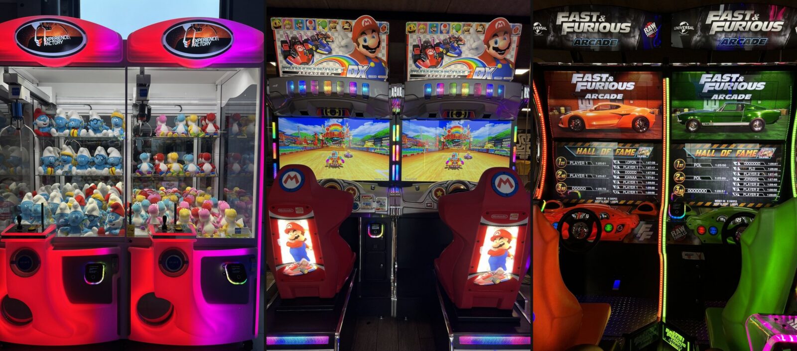 Arcades at Experience Factory Eupen: claw machines, Mario Kart and Fast & Furious - Arcades à Experience Factory Eupen : pinces, Mario Kart et Fast & Furious - Arcades in der Experience Factory Eupen: Greifautomaten, Mario Kart und Fast & Furious